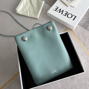 Loewe Pebble Pouch In Smooth Calfskin Light Blue